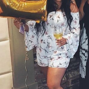 Floral Forever 21 off the shoulder romper